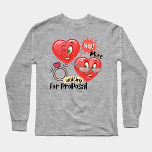 Funny cartoon hearts - marriage proposal Long Sleeve T-Shirt